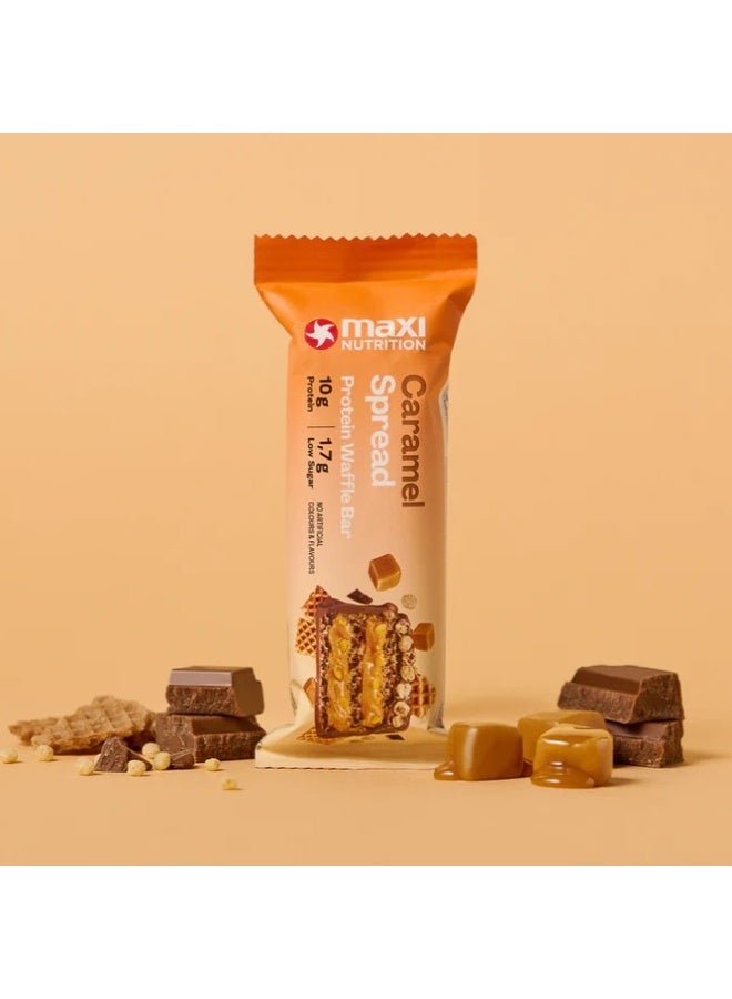 Maxi Nutrition Caramel Spread Protein Waffle Bar 39g | 10g Protein, Low Sugar, No Artificial Colours or Flavours (Pack of 12pcs ) - Image 3